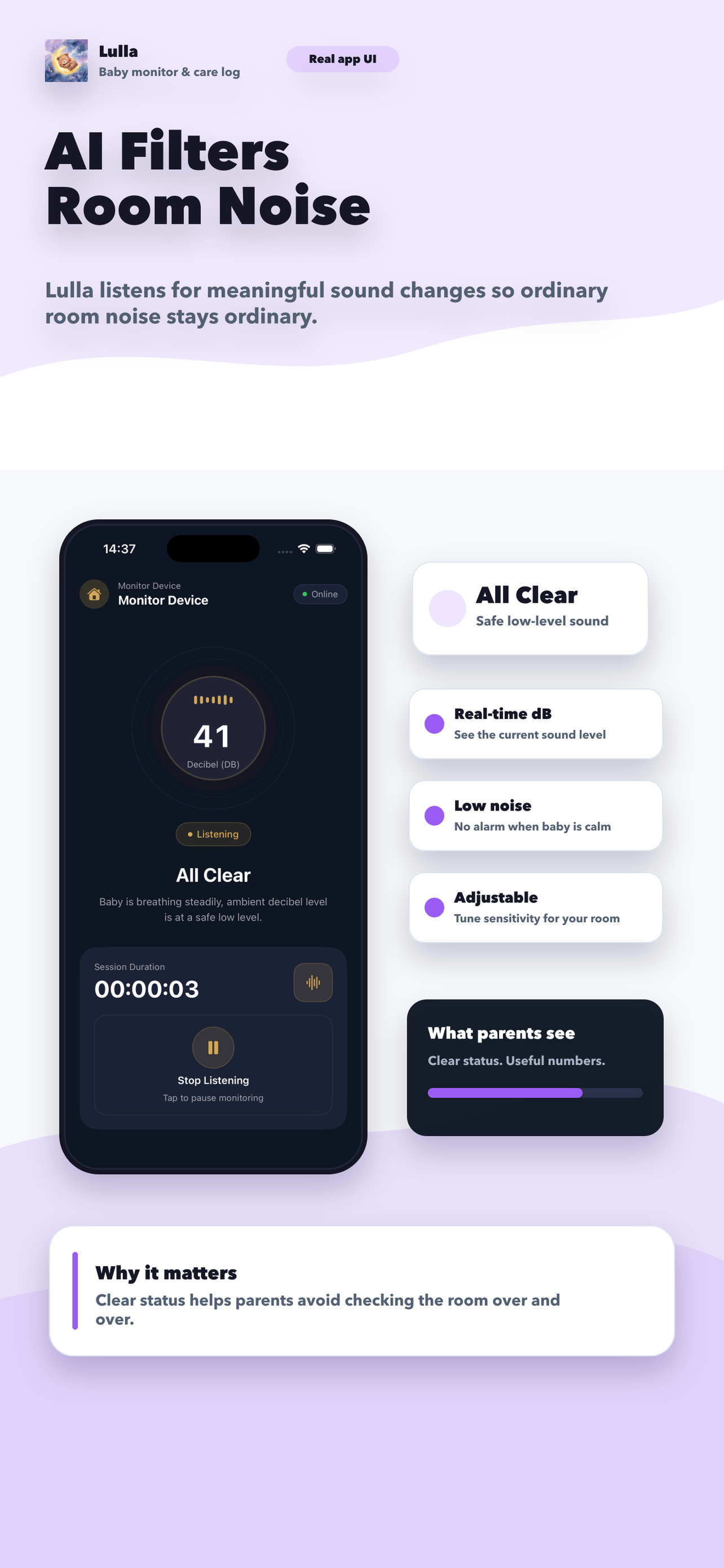 Cry detection that ignores room noise better
