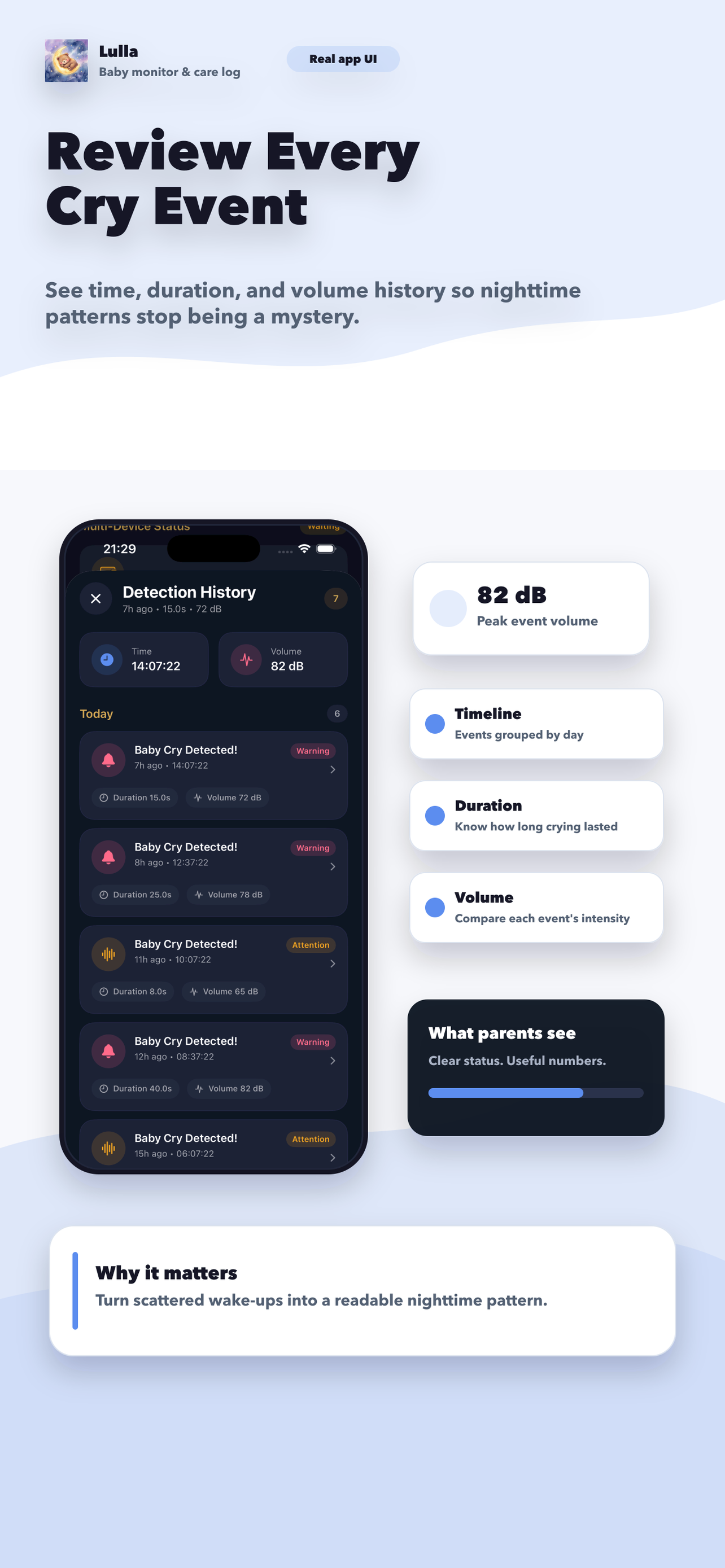 Review every cry event
